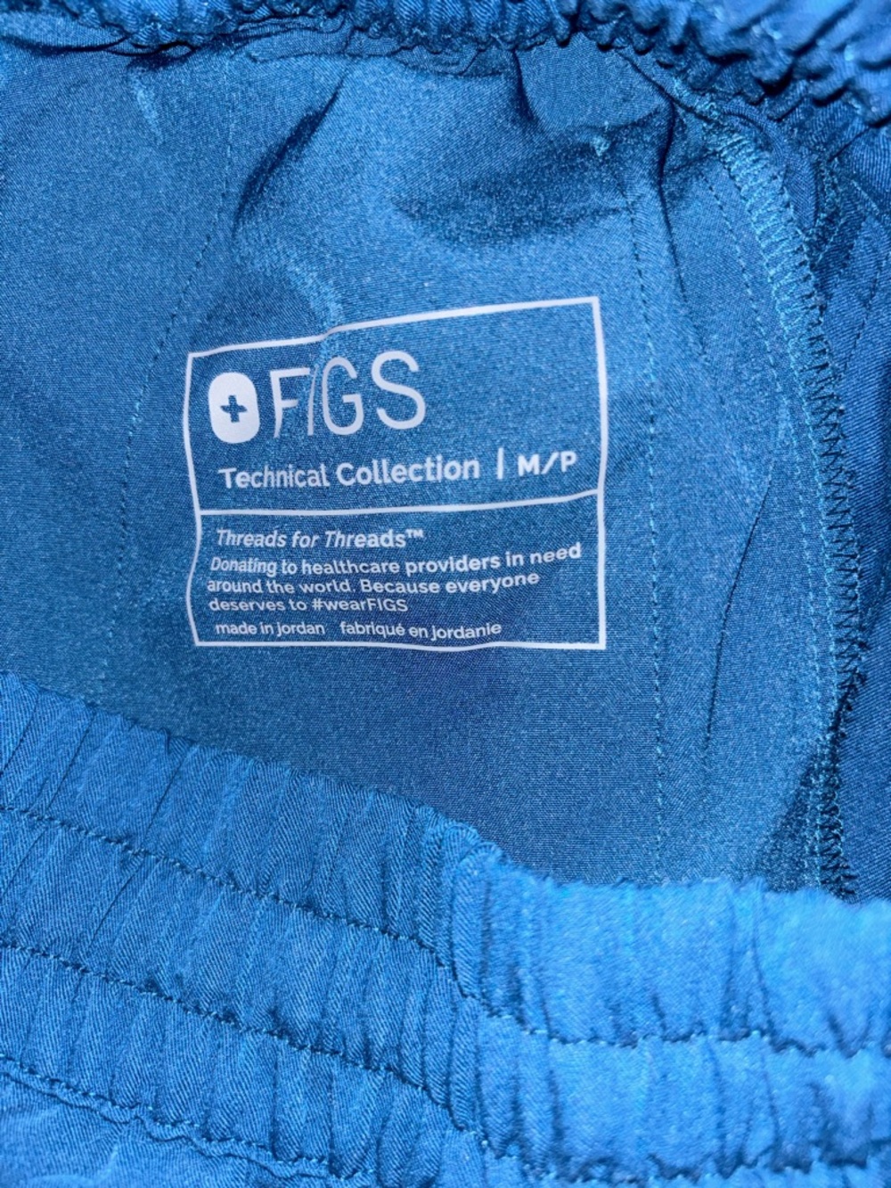 Figs Women’s Teal/Blue Dowa High Waisted Scrub Pants - Medium Petite - Picture 3 of 3
